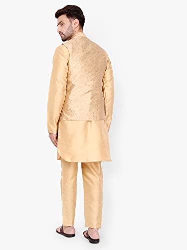 Про-етички стил развивач Свила Курта пижама за мажи Индиско етничко носење со јакна Нехру