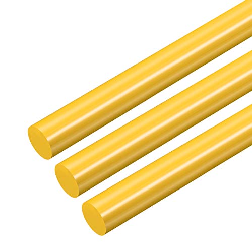 Uxcell 3pcs пластична тркалезна шипка 5/8 инчи дијаа 20 инчи должина на жолти полиоксиметиленски шипки Инженеринг пластични кружни