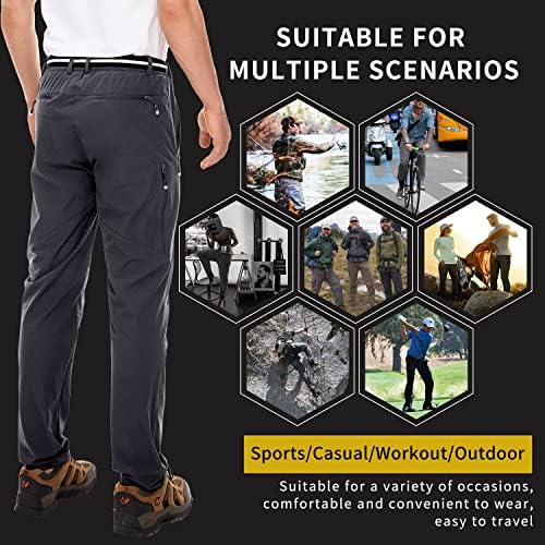 Нуков машки панталони за пешачење на отворено Брзо суво лесни водоотпорни панталони за мажи се протегаат 6 поштенски џебови и појас