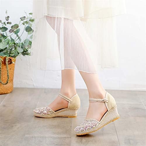 Клин -сандали за жени посочени чевли со чевли за дами дами сандали летни модни фустани сандали за девојче