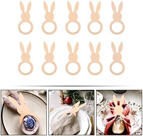Хемотон 10 парчиња зајаци од салфетка прстени Велигден дрвени салфетки прстени дрвени зајаче салфетки за салфетки кругови