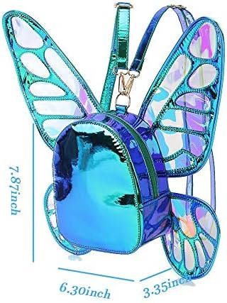 УЖИВАЊЕВО Женскиот Ласерски Холографски Ранец Пеперутка Ангелски Крилја Секојдневен Дневен Ранец Торба За Рамо