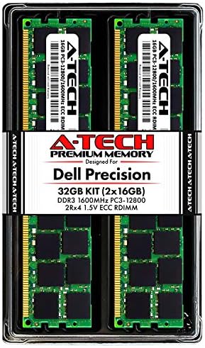 A-Tech 32 GB ECC RDIMM Мемориски комплет за Dell Precision T7600, T5600, T3610, T3600 работни станици | DDR3 1600MHz PC3-12800 2RX4 1.5V