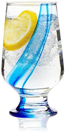 Очила за пијалоци со сина лента со сина лента, 12,8-унца, сет од 8