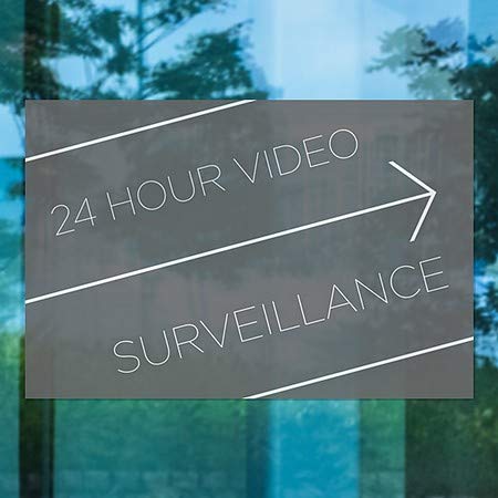 CGSignLab | 24 Часовен Видео Надзор-Основен Црн Прицврстување На Прозорецот | 18 x12