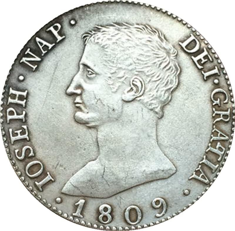 1809 Шпански Монети Бакар Сребрени Антички Монети Монети Занаети Колекција Може Да Удар
