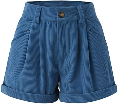 Ленс женски шорцеви со висока половината со џебови токи цврсти трендовски обични меки шорцеви на плажа