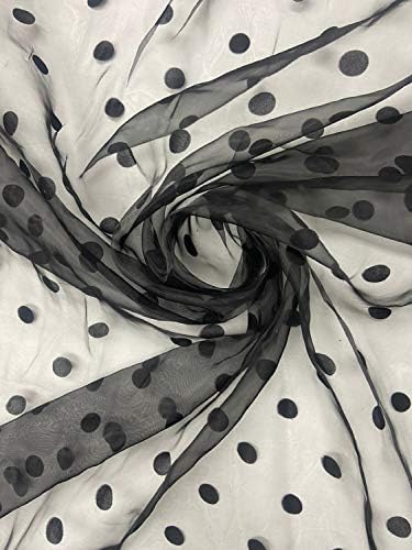 Надвор од трим ткаенина од чипка од органза - црна полко -точка со точка зашилена чиста крпа за шиење на свадбена забава за танцување