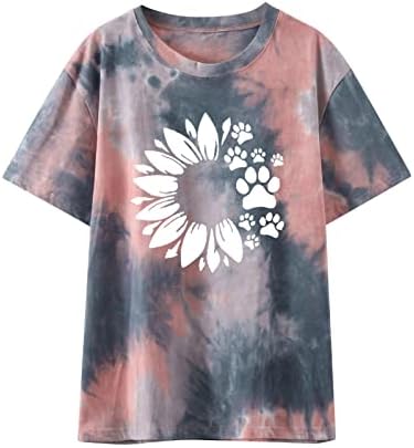 Сончогледни кошули за жени летни симпатични цветни графички маици Инспиративни маички со лекови на кошула со кратки ракави