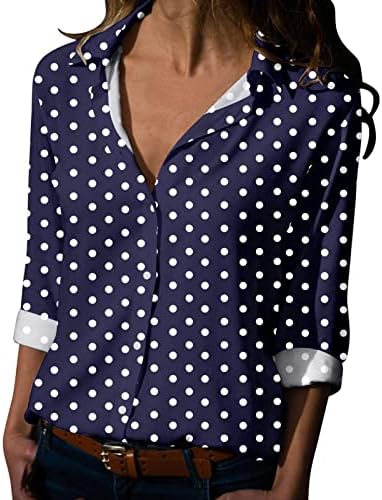 Женски блуза женски врвови облечени случајни копче надолу цветни 3/4 ракав 3/4 ракав симпатични врвови за жени
