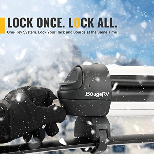 BougerV Ski & Snodeck лавици 3.0 со заклучување против кражба, продолжение со лизгачка карактеристика, 16 '' одговара 3 сноуборки, системот за
