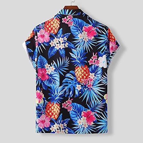 XXBR Хавајски кошули за мажи со краток ракав Алоха плажа кошула цветно летно летно копче надолу кошули
