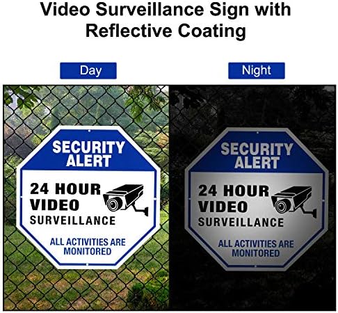 Знаци за видео надзор на отворено - 10 x 10 алуминиумски 'рѓа безбедносни знаци за имот, знак за метал за предупредување за домашна