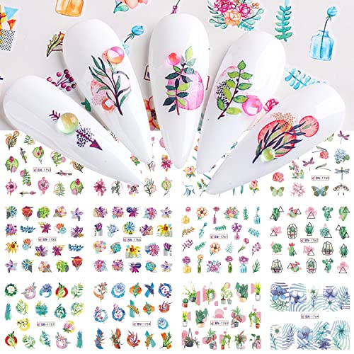 DANNEASY 48 листови пролетни нокти вода Декларации Цветни нокти Декларации 3Д налепници за уметност за нокти за жени деца трансфер