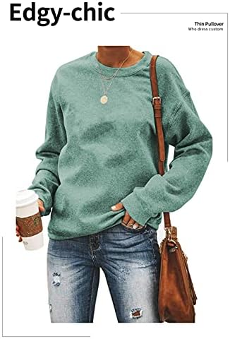 Женска екипаж за џемпери за печатење со џемпери, печати долги ракави кошули лабава моден пуловер врвот