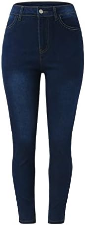 Женски панталони 14 високи женски класични фармерки обични тенок високи половини сини тексас пантолони за панталони за жени