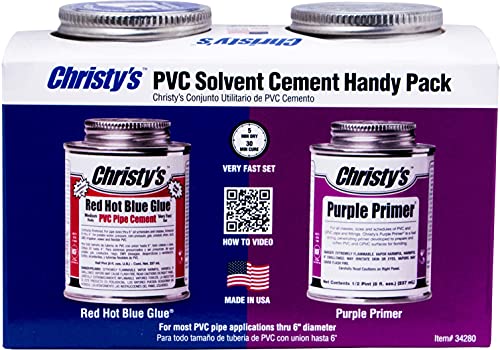 Криста на Кристи: Црвено топло сино лепак средно тело ПВЦ цемент и виолетова буквар, 1/2 пинт, RH-RHBV-HDYPK-HP-20 & C406-010 1 90 deg