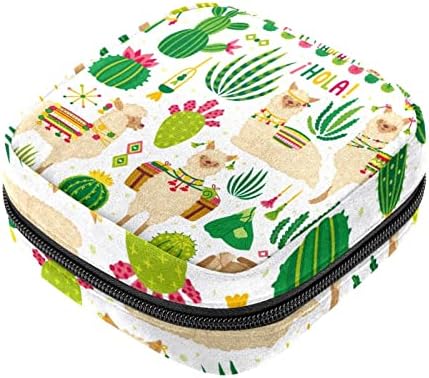 Alpaca Cactus менструална подлога чанта за училиште, тампони собира торбичка за жени девојчиња, меки санитарни торби за отстранување на салфетки