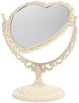 Солустра бела биро гроздобер десктоп облекување огледало Елегантно таблета шминка огледало ретро шминка вртење суета огледало работна површина