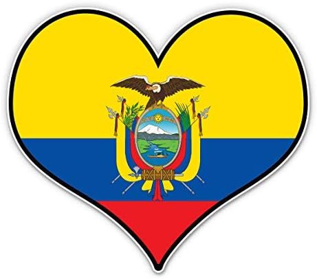Еквадор Знаме Срце-5 Винил Налепница-За Автомобил лаптоп јас-Рампа - Водоотпорен Налепница