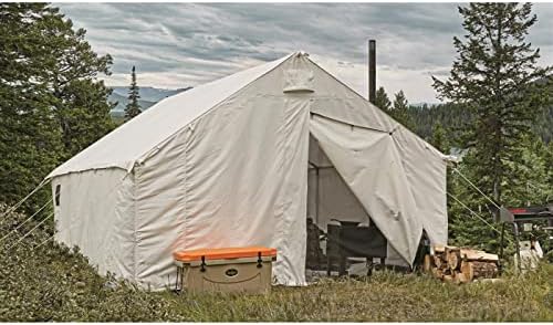 Водич опрема 12х18 'платно wallиден шатор и рамка за лов, кампување на отворено, 4 сезони сите временски шатори со отвор на шпорет Jackек