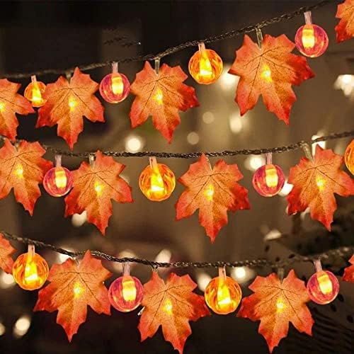 1,5м 10 светла есенска атмосфера Ноќта на вештерките Денот на благодарноста Божиќна декорација јавор од лисја од тиква украс за