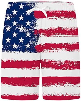 Гимназиски шорцеви за мажи Ден на независност Шарени знаме Печати шорцеви за еластична половината плажа панталони машки 7 “тренинзи што трчаат шорцеви