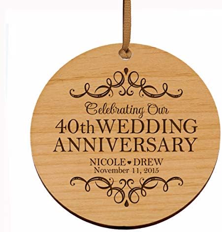 Животните пресвртници Персонализирани 40 -годишнина од дрво во стилот на дрво за 40 години брак - четириесет години подарок за свадби за родители