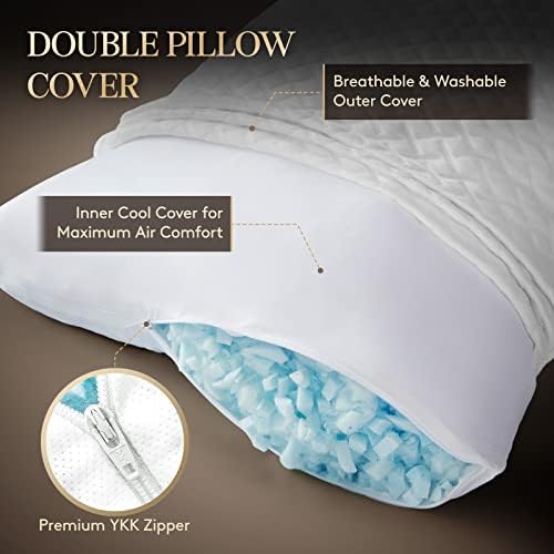 LifeWit Shredded Memory Pona Pillow Size - Премиум прилагодлива мансарда хипоалергична перница за ладење за спиење за страни, заспаници за