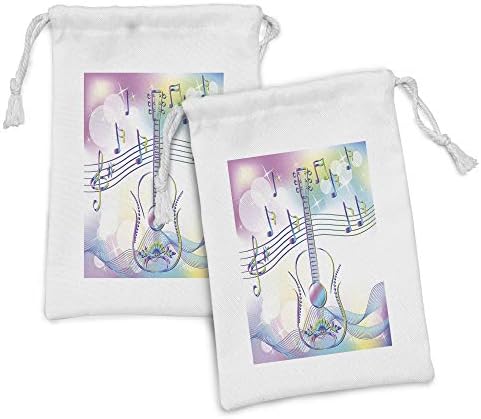 Зачудувачки музички ткаенина торбичка сет од 2, апстрактна слика за позадина на гитара музички музички ноти Designвезда дизајн