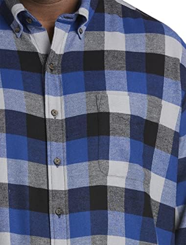 DXL Big & Thall Essentials Машка фланелна кошула | памук, кошула со долги ракави со копче надолу и џеб