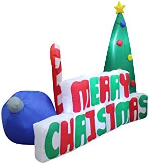 Два божиќни украси за украси, вклучуваат 6 нозе високи Божиќни надуени растителни елка со бонбони трска и украси, и 5,3 стапала