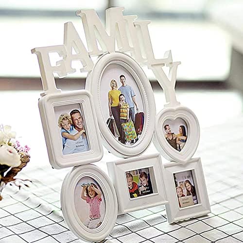 Рамки за семејни слики од 15x12 инчи. 6 Рамки за колаж со фотографии. Прикажува 3 правоаголник 2.5x3,5 во, 1 срце 2.5x3,5 во,