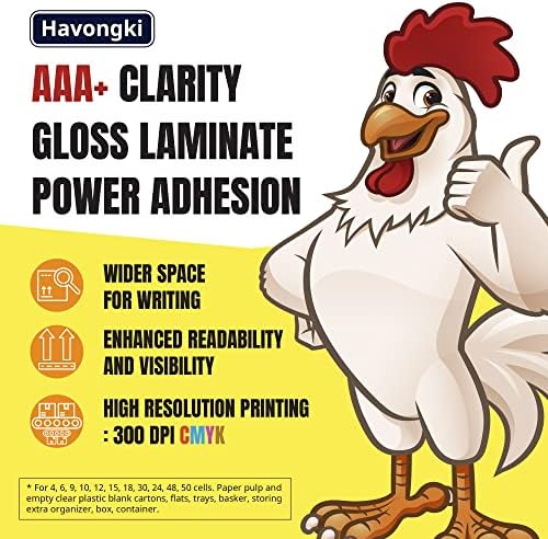 Havongki 200 Pack Premium Fresh Farm Farm Eggs Упатства за ракување со етикети Етикети Додатоци за нега | Јајца празно картони 4 6 12 15 18 30 48 50 Контејнер за корпи за броење, складирање допол