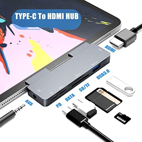 7 Во 1 DONGLE USB C Hub Адаптер СО 4K HDMI USB 3.0 Порти Sd Картичка Читачи 3.5 mm Аудио Порта За Лаптопи Брзо Полнење