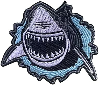 1 парчиња голема уста ајкула Исклучителна и високо-креативна налепници за креативни слики Ironелезо на шиење на извезена лепенка за јакни ранец