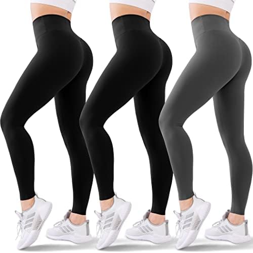 Blisset 3 пакуваат хеланки со високи половини за жени-меки атлетски панталони за контрола на стомакот за водење на вежбање со јога и плус големина