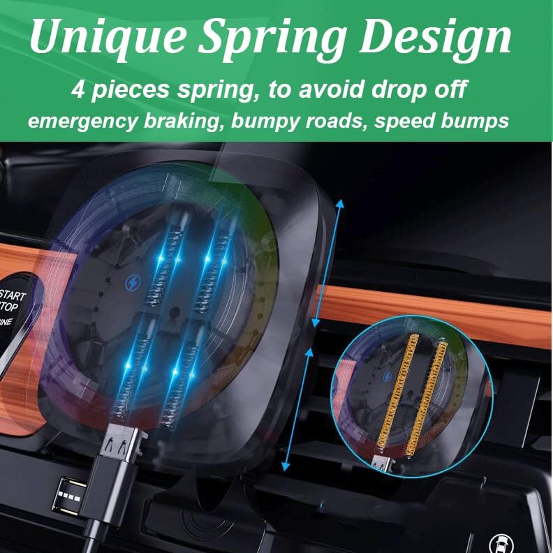 [Шок Пролет] Безжичен полнач за автомобили Магнетски автомобил за монтирање на воздухот на телефонот 【RGB LED здив】 15W компатибилен