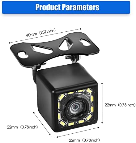 Kqiang Резервна Камера За Автомобил, Автомобил Заден Поглед Обратна Камера HD 12 LED Ноќно Гледање, Водоотпорна Обратна Камера 170° Широк Поглед