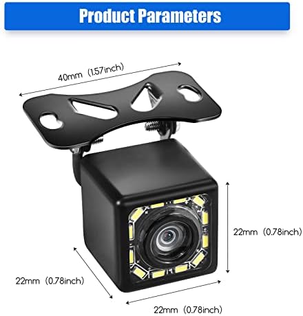 Kqiang Резервна Камера За Автомобил, Автомобил Заден Поглед Обратна Камера HD 12 LED Ноќно Гледање, Водоотпорна Обратна Камера 170° Широк Поглед Ангел За Автомобили/Камион