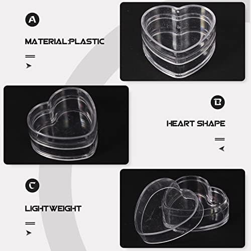 Sewroro Кутија Во Облик на Срце 5 парчиња Контејнери За Складирање Во Облик на Срце Празна Пластична Кутија За Подароци Јасни Кутии