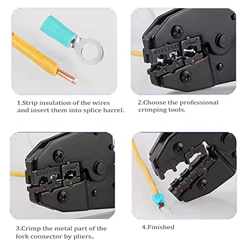 Ring Crimp Connector, Добра терминал за изолирана жица од 100 парчиња лесен за поврзување на бакар и ПВЦ за електрични жици од 4-6 мм²