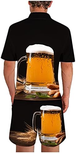 3Д маица за печатење пиво + шорцеви Поставете лето спортско тренерско фитнес, кој работи случајни дводелни машки комплети