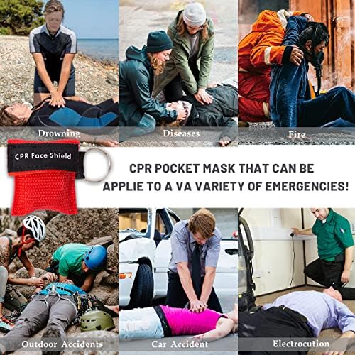 ifory 50 Пакети CPR Џебна Маска Привезок, CPR Штит За Лице Со Еднонасочна Вентил Бариера За Дишење За Прва Помош Или Обука ЗА AD