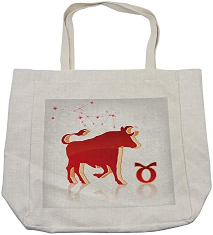 Торба за купување торба за Зодијак Бик, животинска силуета со соstвездие на хороскопот, еколошка торба за еднократна употреба за плажа