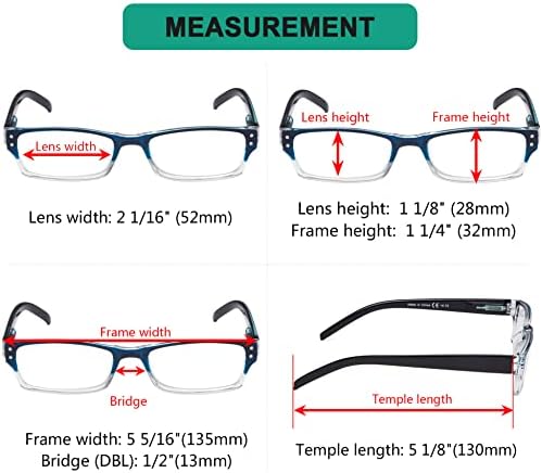 Очила за читање очила-4 пакет сино-чиста рамка за жени кои читаат, дво-тон читачи за очила