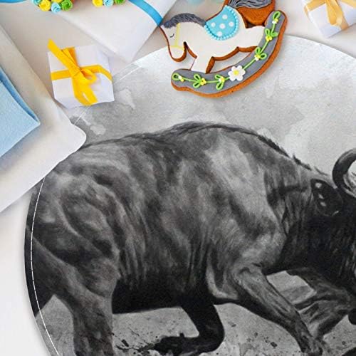 Хеох битка на животни бик лав Прекрасно сликарство, не -лизгање 15,7 тркалезна површина теписи килими за деца спална соба бебе