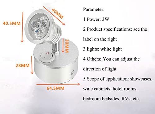 3W 12-24V LED RV Reading Light Light Interior LED Spotlight DC12-24V, Daylight White 6000K за читање, брод, јахта и караван