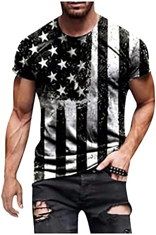XXBR Машки Ден на независност маици Спортско американско знаме со кратки ракави печати маици starsвезди и врвови на ленти