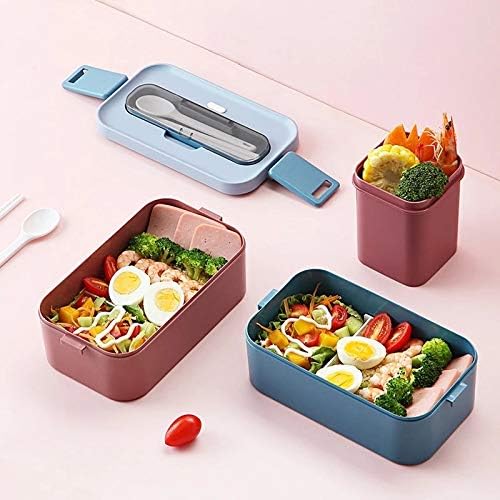 SJYDQ Двојна бенто кутија Преносни надворешни контејнери за складирање храна отпорни На Истекување јапонски стил кутија За Ручек со Оддел поладна кутии